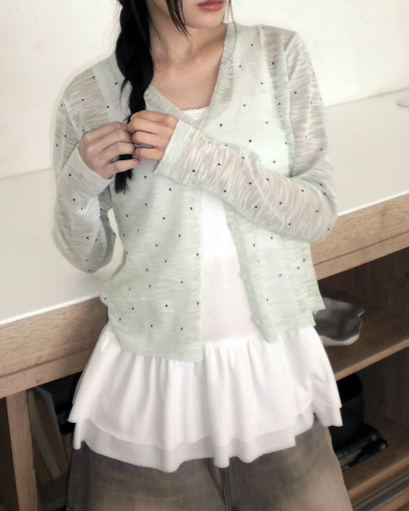 Flan Summer See-through Dot Cardigan