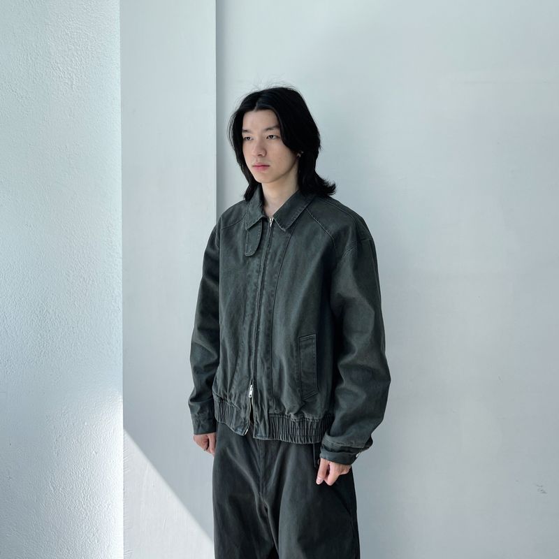 Texture Curved Harrington Jacket