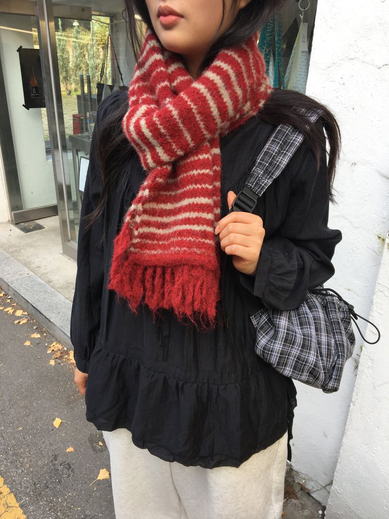 Le Fine Wool Stripe Muffler (4color)