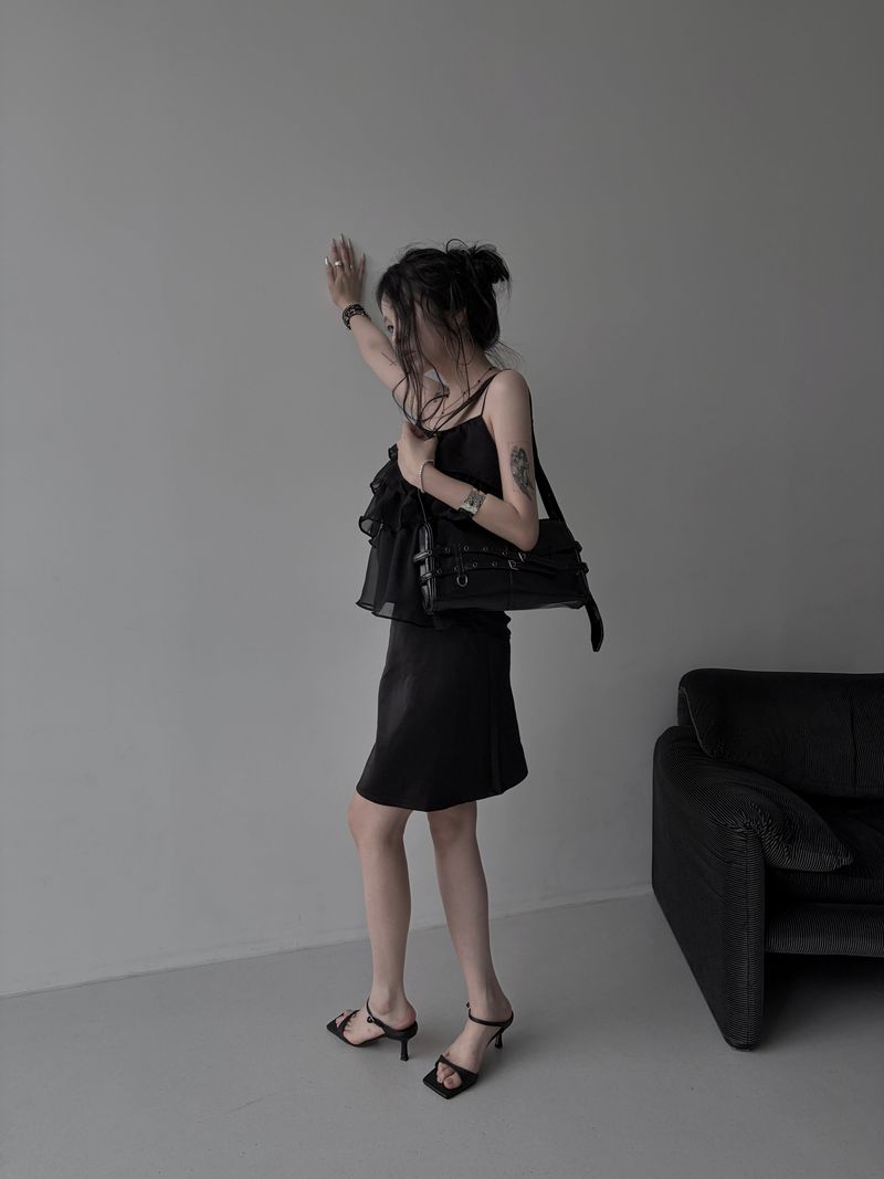 satin slip midi skirt (2color)