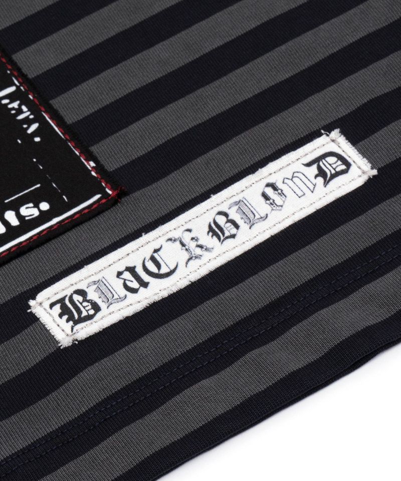 BBD アングザイエティ マルチ パッチ ストライプ Tシャツ (Black&Charcoal)