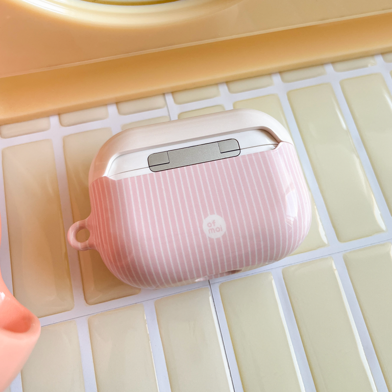 rose milk glossy hard airpods case