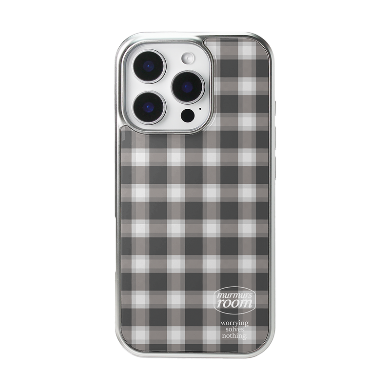 murmursroom（マーマーズルーム）の「m checkered epoxy bumper case (silver / black)（Smartphone Accessories）」