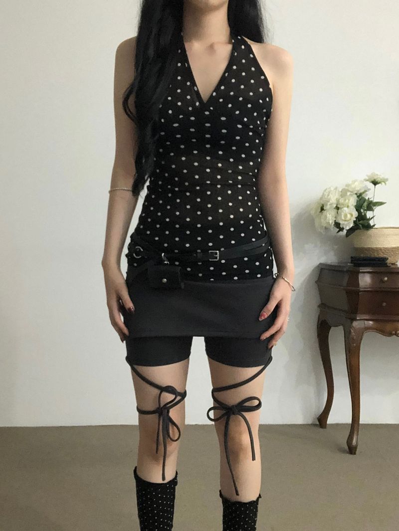 Ribbon Strap Skirt Pants