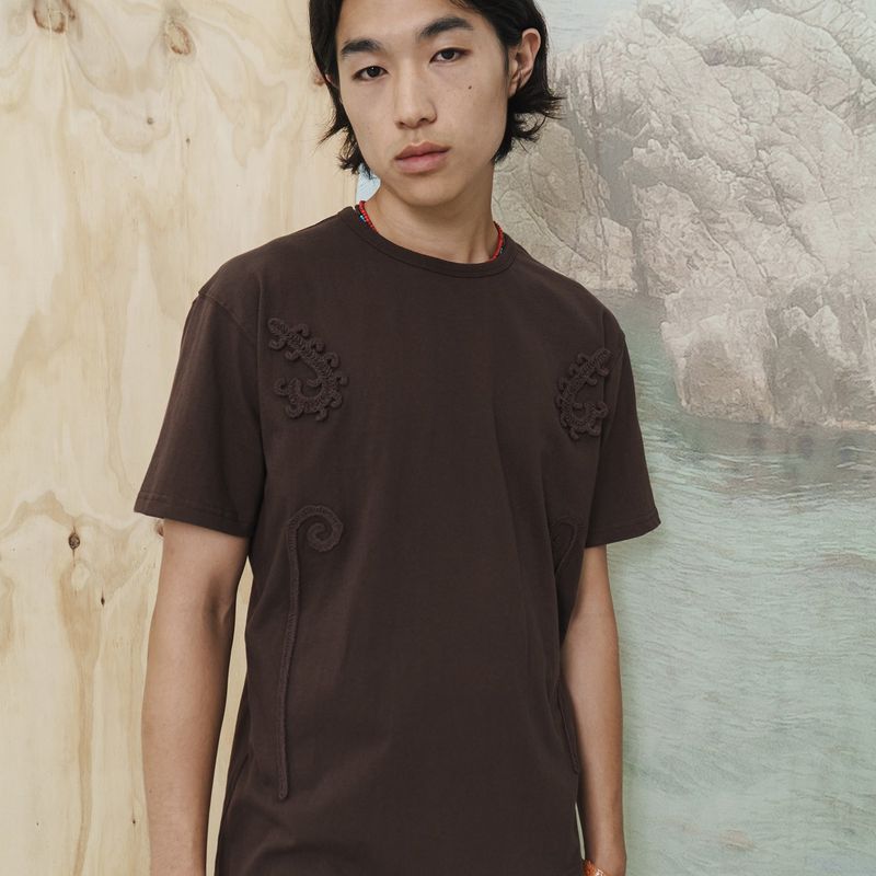 Weaving stem T-shirts / Brown