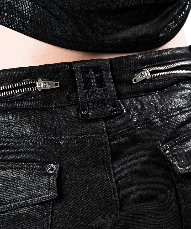 GLOW DENIM HOT PANTS BLACK