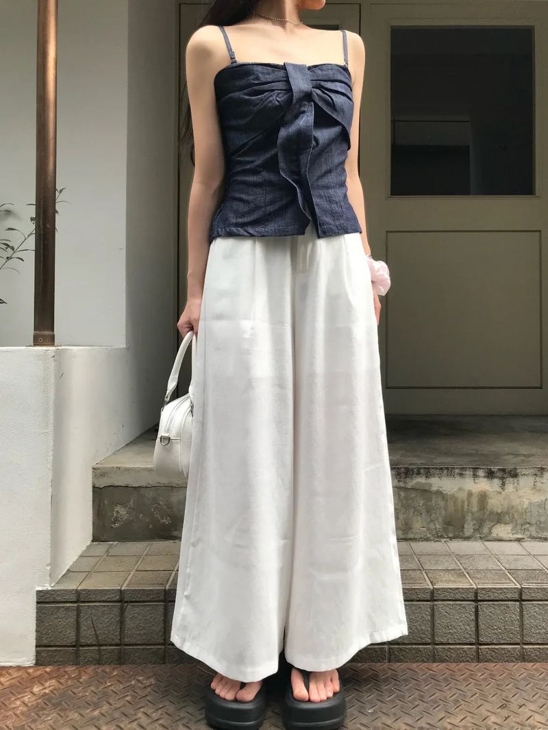 Mille Back Banding Wide Pintuck Long Pants