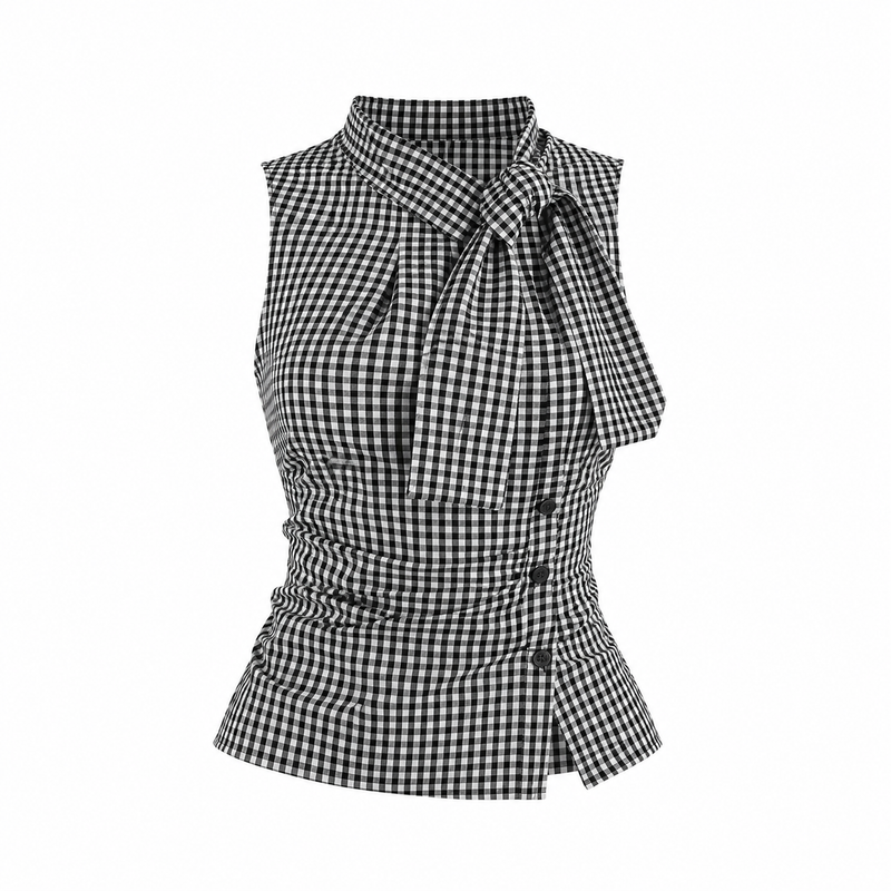 Noelle Gingham Scarf Blouse