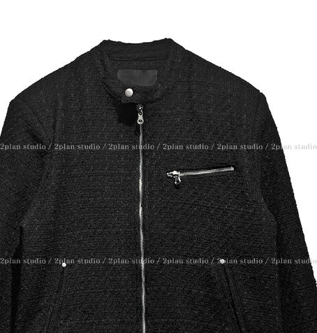 Heather Tweed Biker Crop Jacket