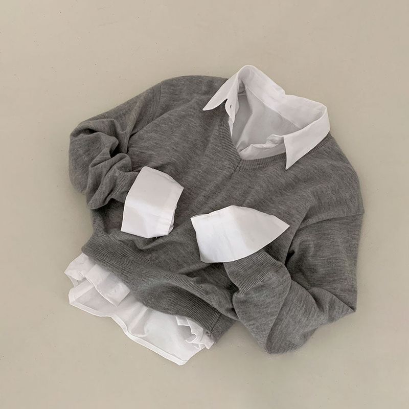 [Short waist] Mellow V-neck knit