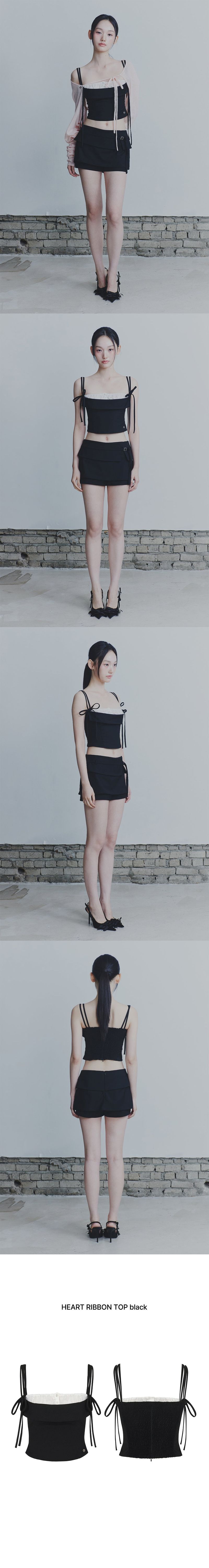 HEART RIBBON TOP black