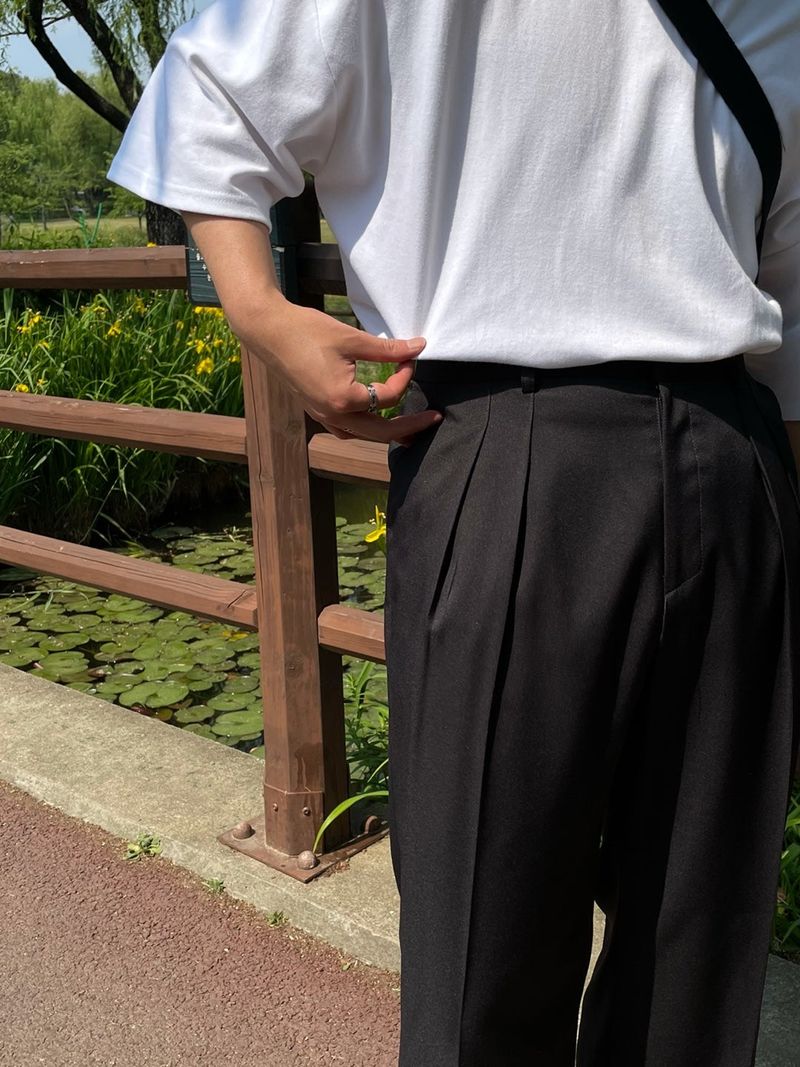  MINE MINMAL TWO TUCK WIDE SLACKS(3COLOR)