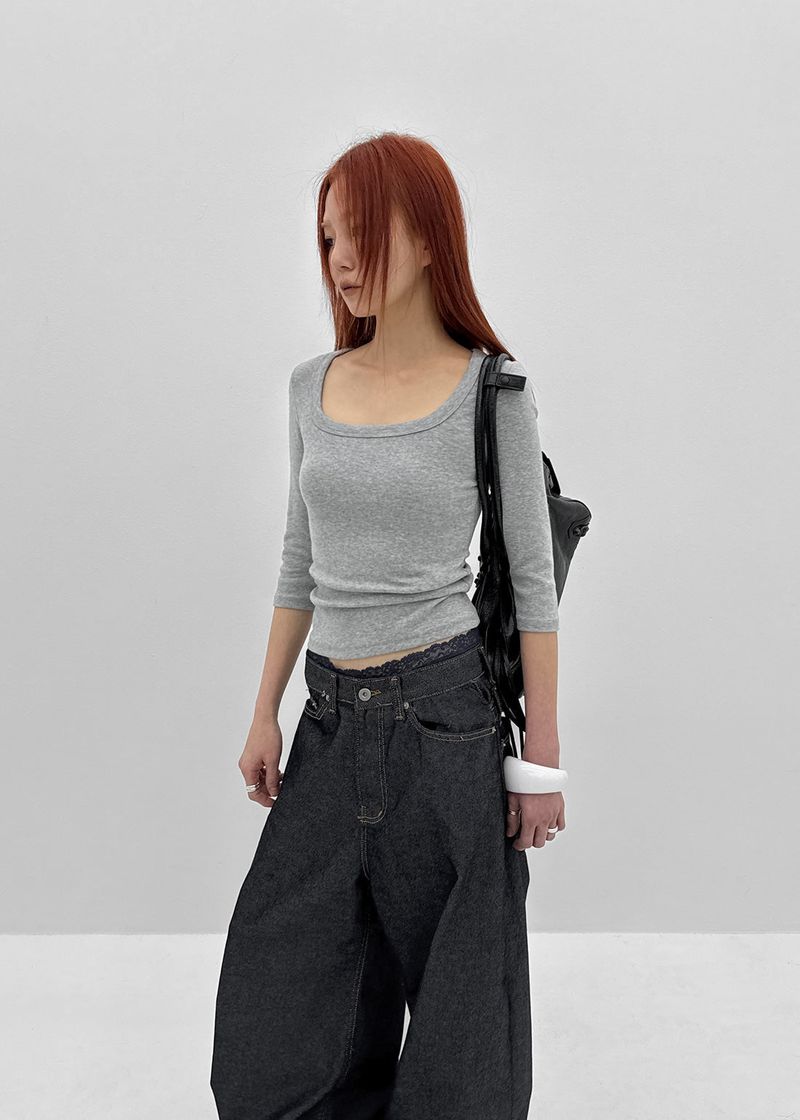 BLACKUP（ブラックアップ）の「[MADE] Chofrin Square-Neck 7-Length T-Shirt（Tops）」