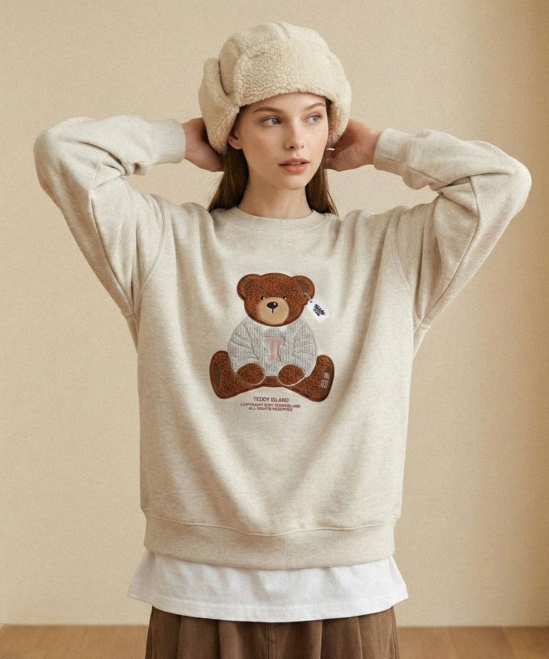 Boucle teddy knit sweatshirts [OATMEAL]