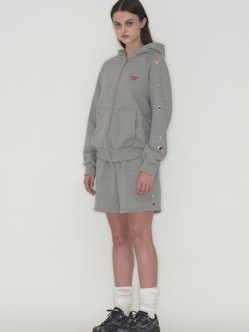 Studded set zip up hoodie - Grey