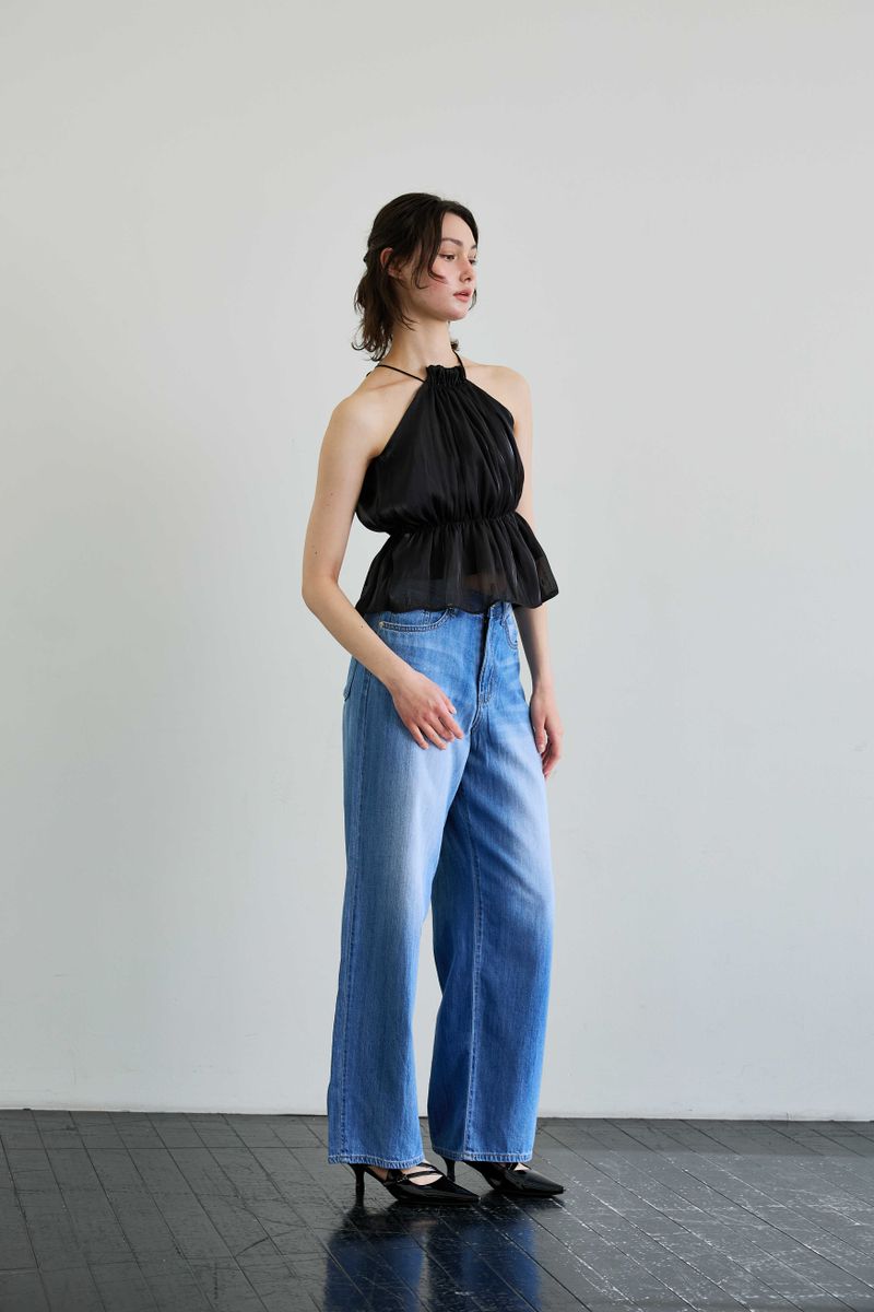 PEARL HALTERNECK TOP / BLACK