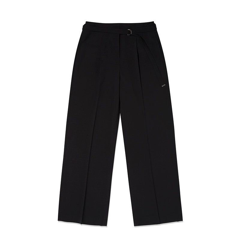 COLLECTION BELT POINT TWO TUCK PANTS [BLACK]