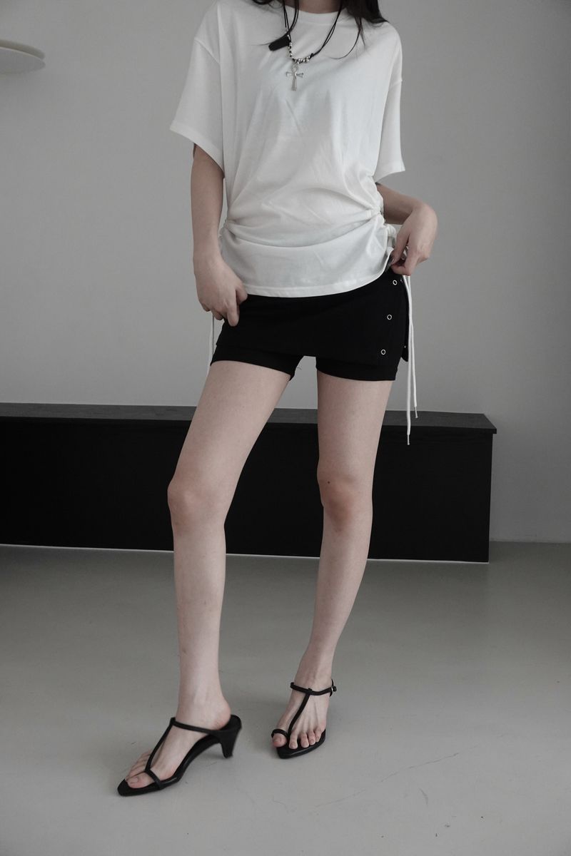 eyelet waffle shorts (2color)