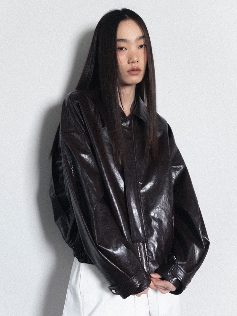 visus（ビスス）の「Glossy Leather Bomber Jacket_Brown（Jackets/Outerwear）」