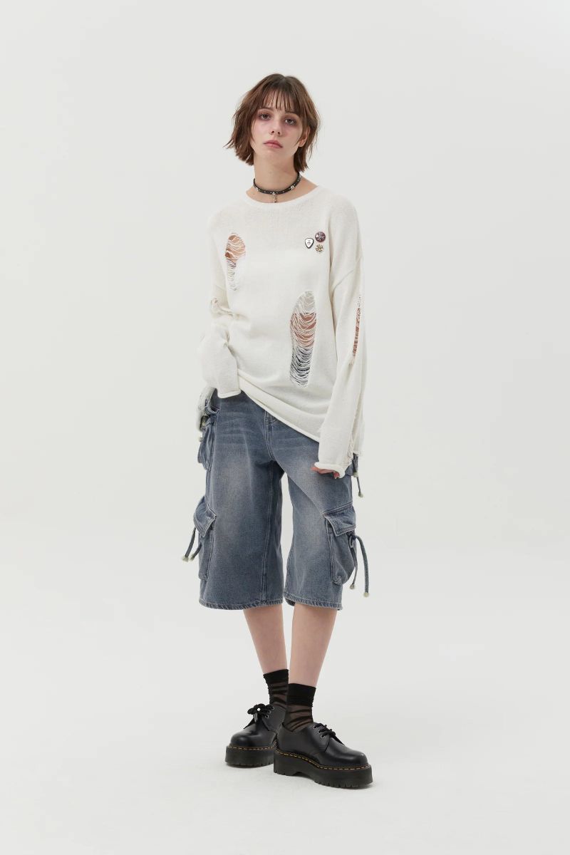 PICK WAPPEN DAMAGE SUMMER KNIT - IVORY 