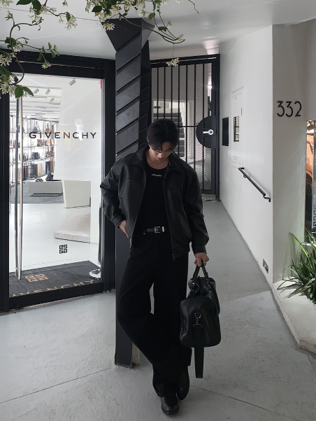 [ In-house ] Deep Black Premium Western Leather Blouson
