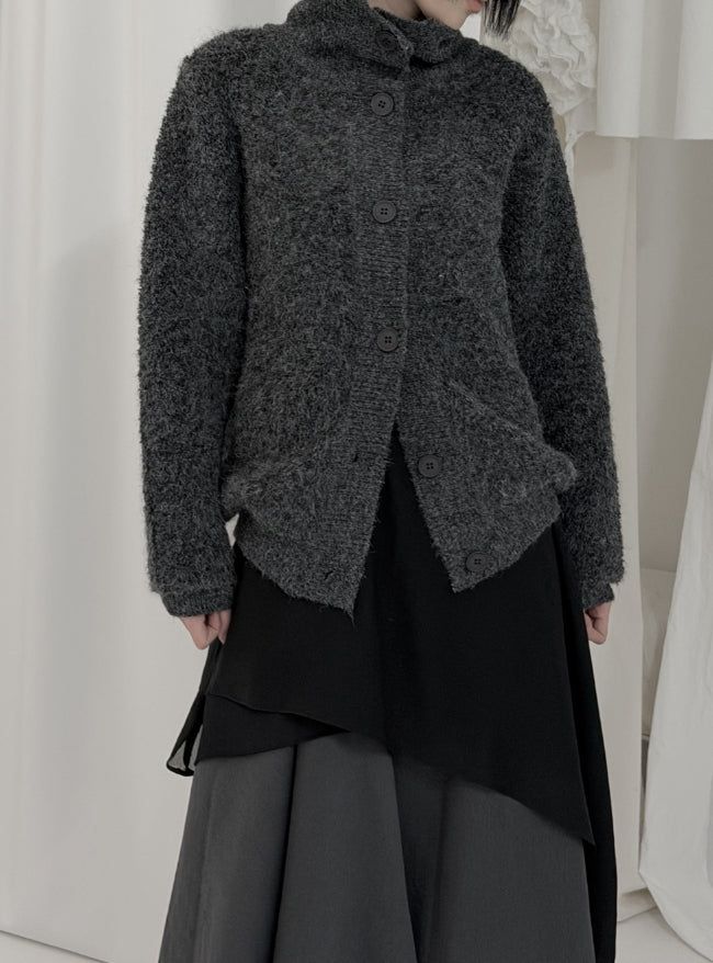 Ketone High Neck Button Cardigan