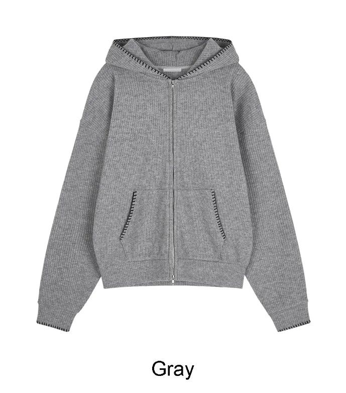 Any Stitch Knit Hood Zip Up