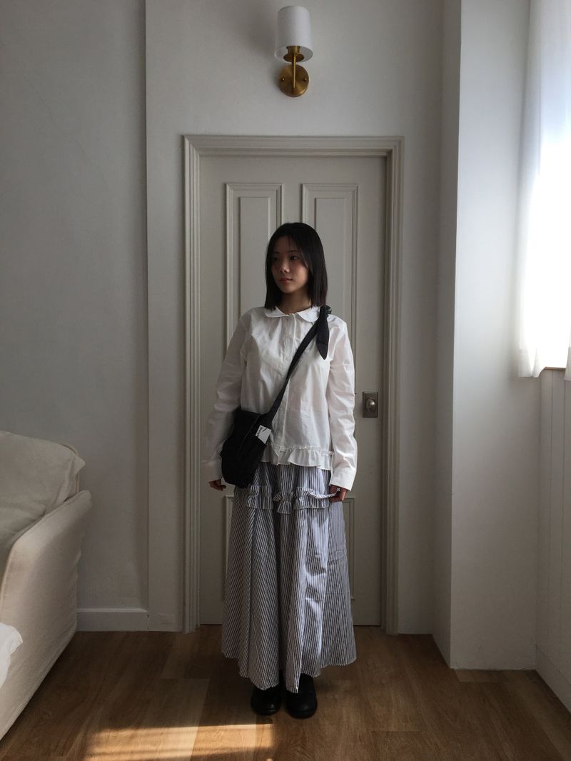 DUGGY(ダギー)の「Loose striped frill long skirt (2color) (Skirts)」