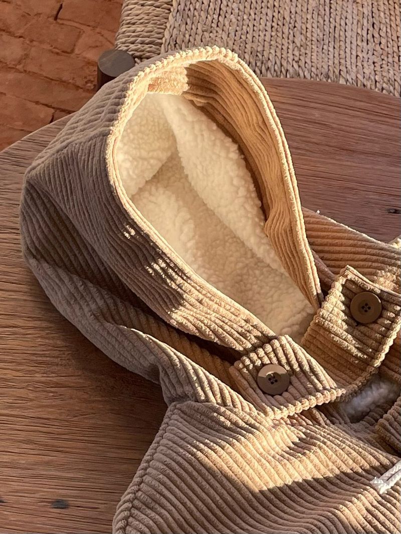 Ribbed Corduroy Duffle Coat (3 Colors)