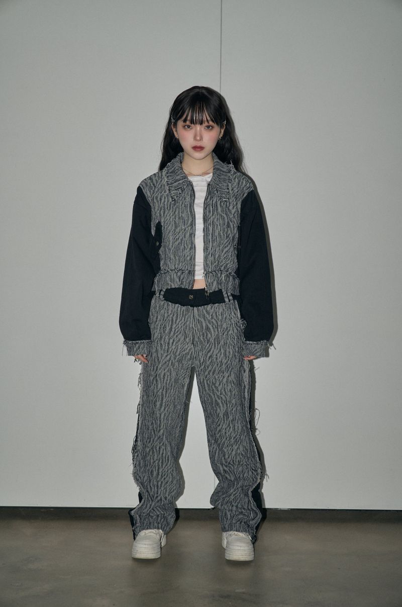 jacquard denim pt - black