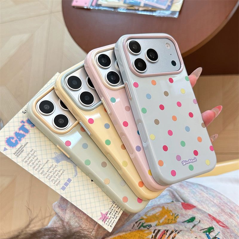 Dopamine Color Polka Dot Soft iPhone Case (iPhone 13–17 Series)