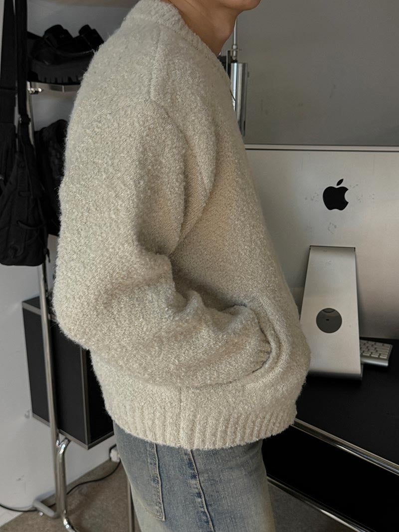 ASCLO Boucle Like Zip Up Cardigan (4color)