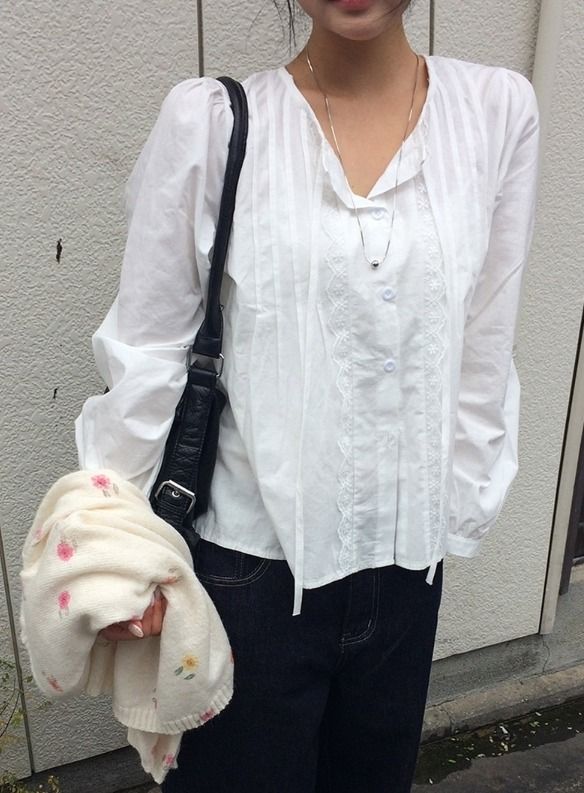 Niro Pintuck Strap Long Sleeve Blouse