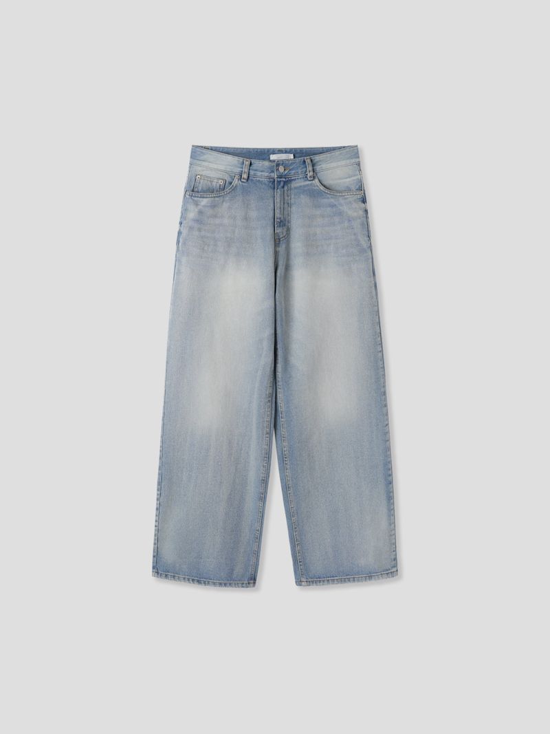 Double back pocket embossed denim pants
