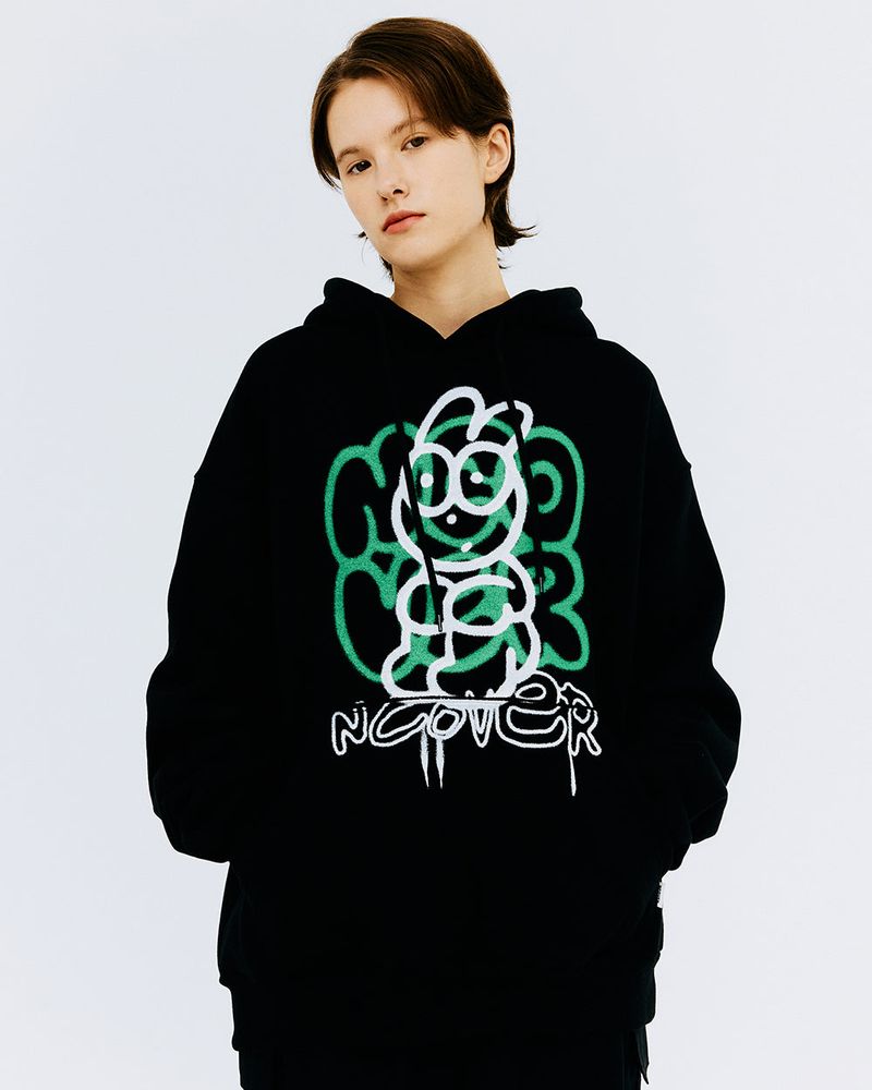 NCOVER（エンカバー）の「SPRAY RABBIT HOODIE-BLACK（Tops）」