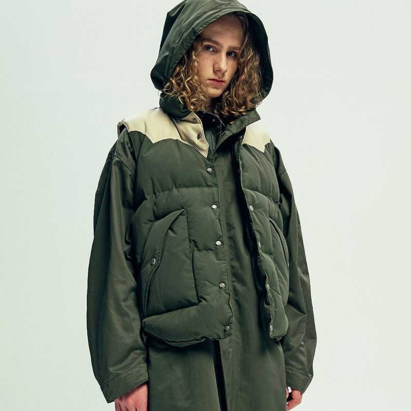 70s wyo padded ski vest olive khaki