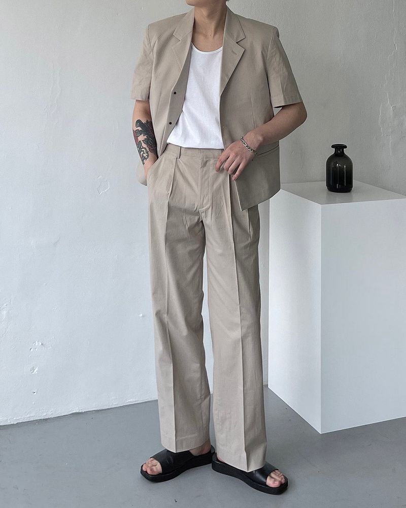 ECT Linen Short-Sleeved Short Jacket (2 colors)