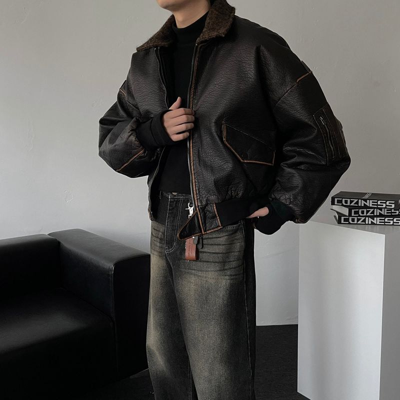 ALL Coyote Sealing Leather Bomber Jacket (2 colors)
