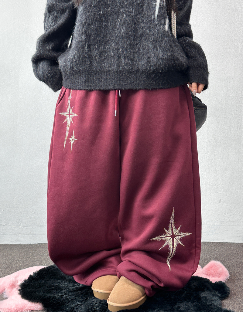 ワイドバルーンフリースラインドハッスルファイヤープリントワイドロングパンツ 🩶 3 COLOR