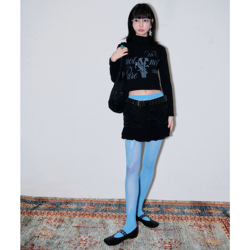Not pure artwork turtleneck [Black]