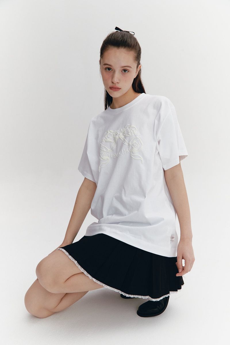 Ribbon Boxy T White
