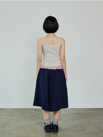 CHECK BANDING BERMUDA PANTS - NAVY