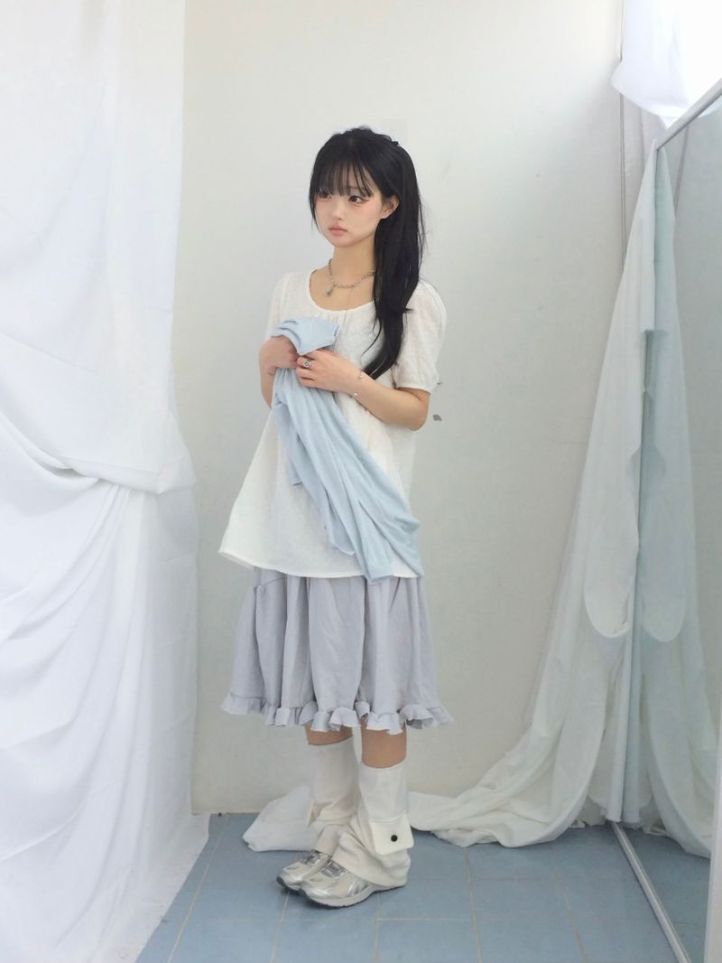Flare cotton incision skirt