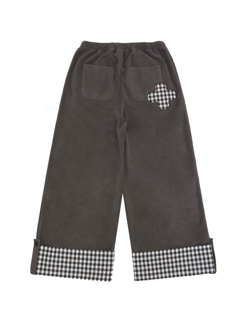 Check folding fleece pants / cocoa