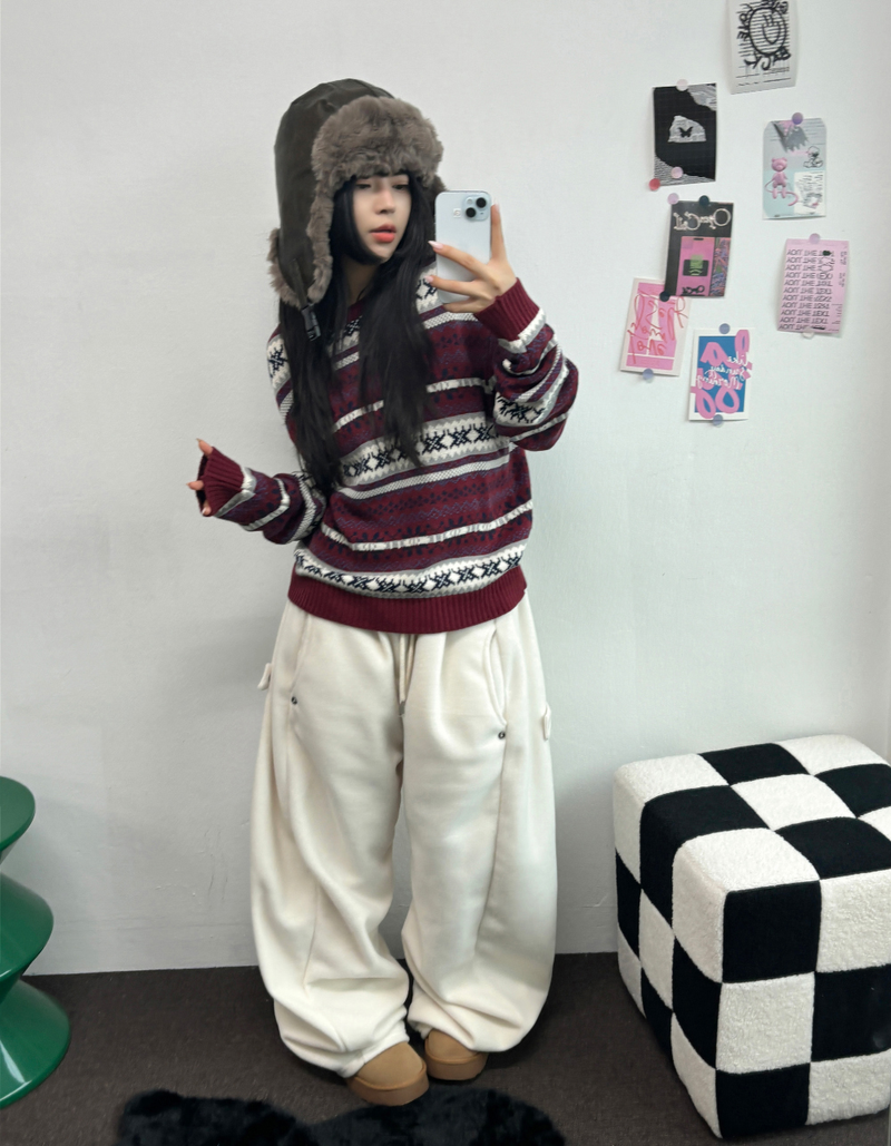 BOTH-SIDES FLEECE SNAP LONG PANTS 🧸🩵🤍6COLOR
