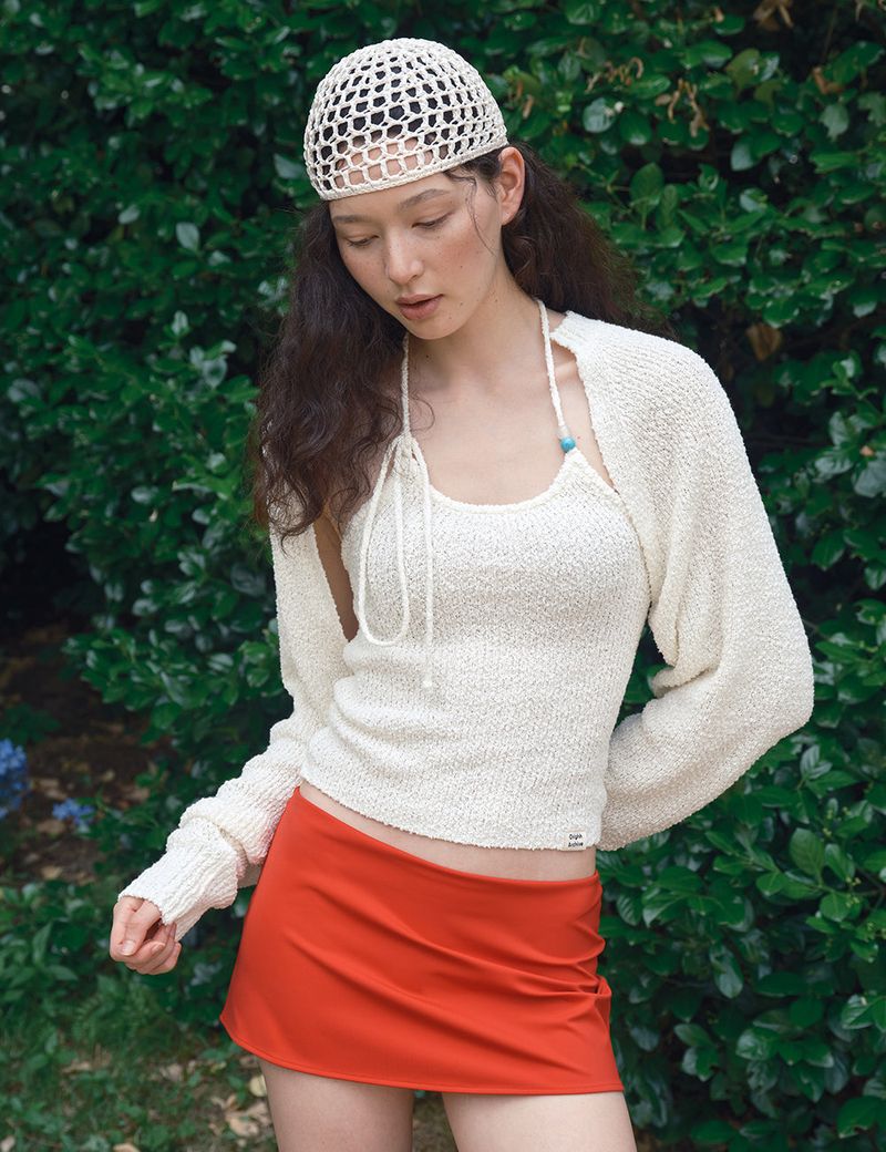 Summer Boucle Knit Bolero_Ivory