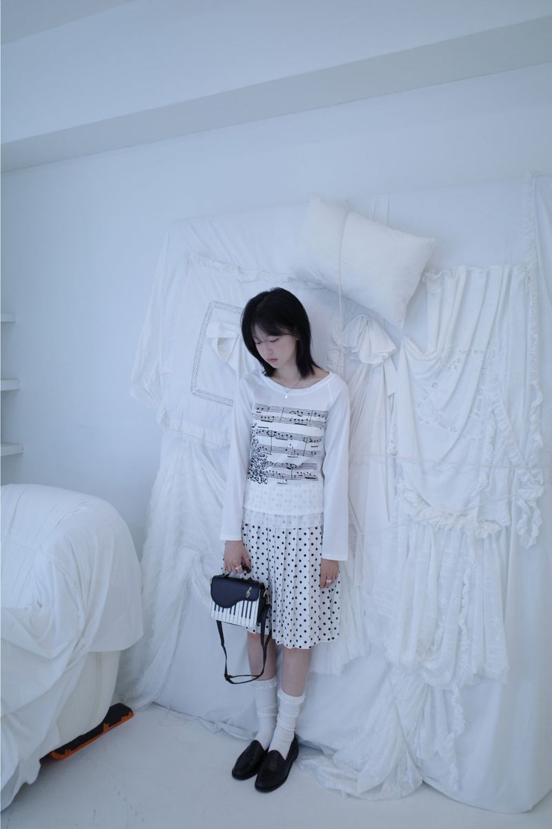 dot pleats midi sk (2color)