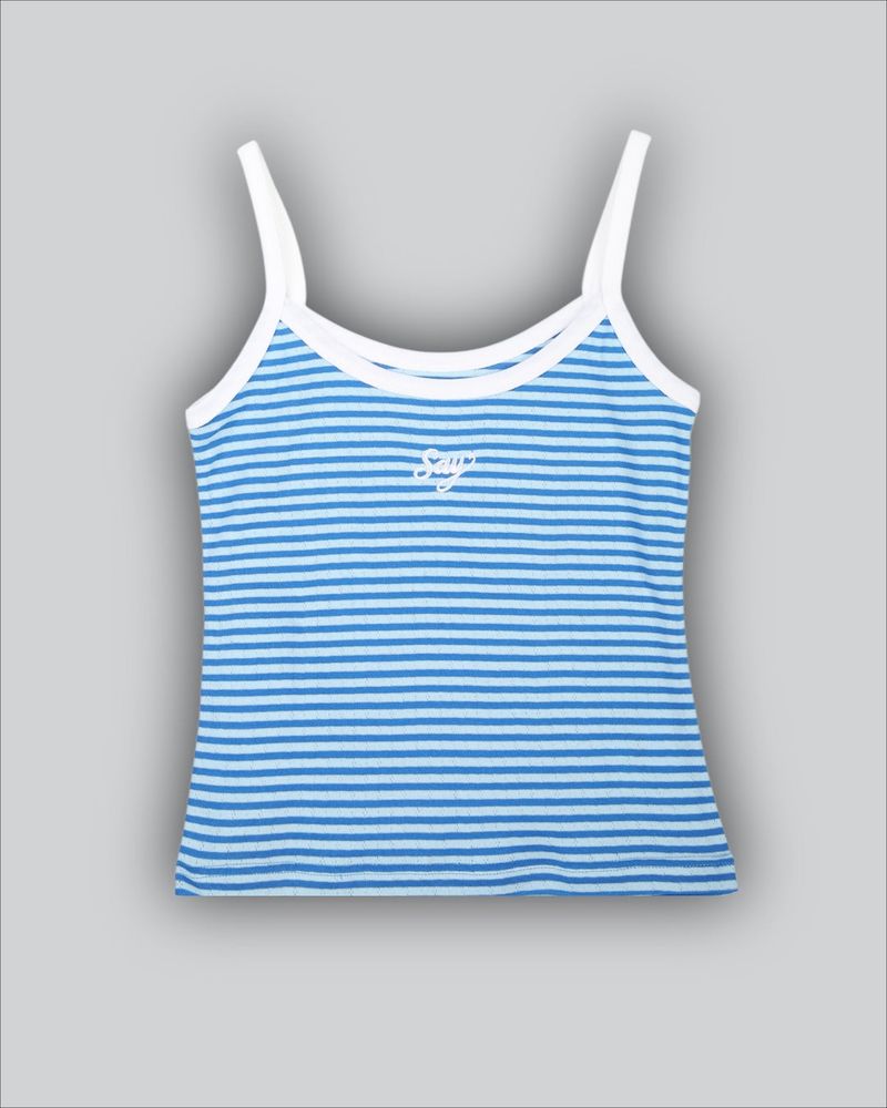 SAYSAYSAY（セイセイセイ）の「Stripe string Tank top Sky blue （Tops）」
