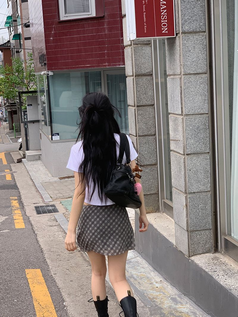 CHECK CHIFFON MINI SKIRT (4C)