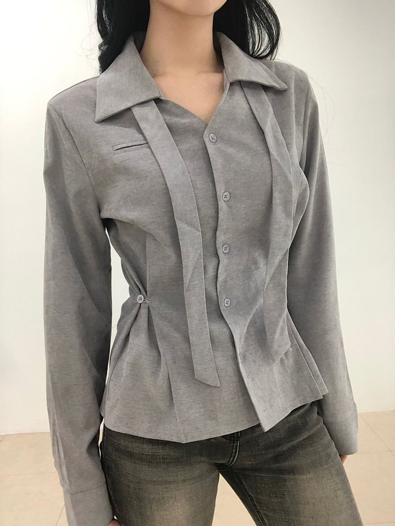 Dual Tie Pintuck Line Shirt
